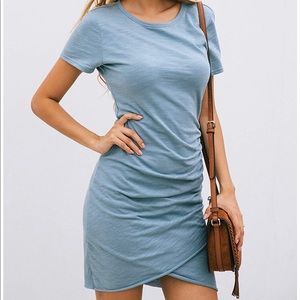 Casual crew neck ruched dress